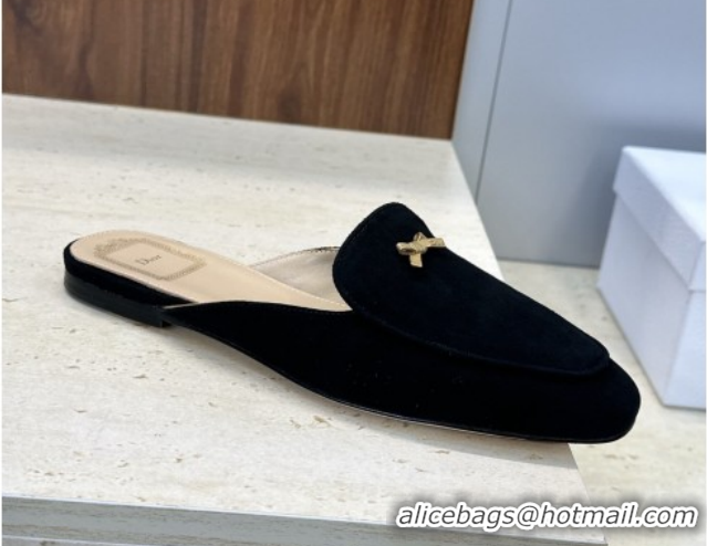 Popular Style Dior Baby Bow Mules in Suede Black 2026 DR030202
