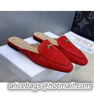 Best Product Dior Baby Bow Mules in Suede Red 2026 DR030202