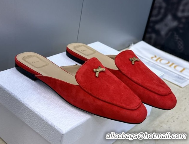Best Product Dior Baby Bow Mules in Suede Red 2026 DR030202