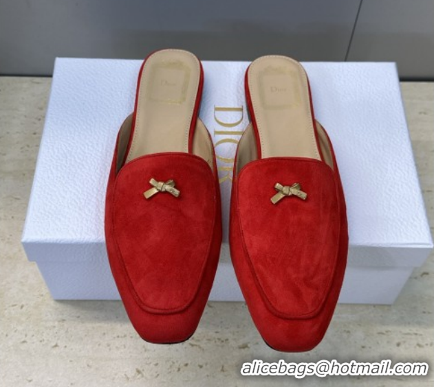 Best Product Dior Baby Bow Mules in Suede Red 2026 DR030202