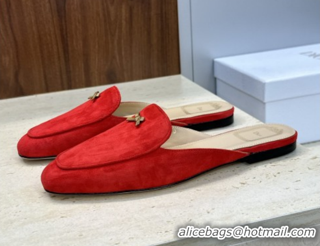 Best Product Dior Baby Bow Mules in Suede Red 2026 DR030202