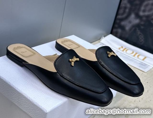 Best Grade Dior Baby Bow Mules in Leather Black 2026 DR030202