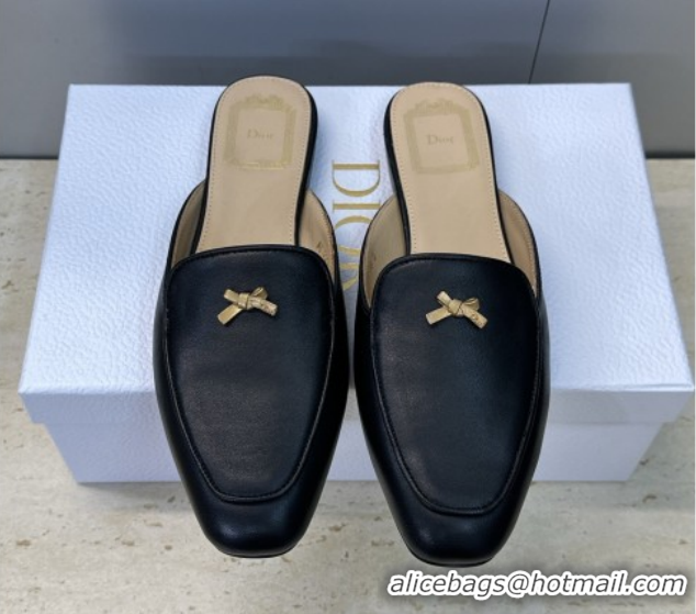 Best Grade Dior Baby Bow Mules in Leather Black 2026 DR030202