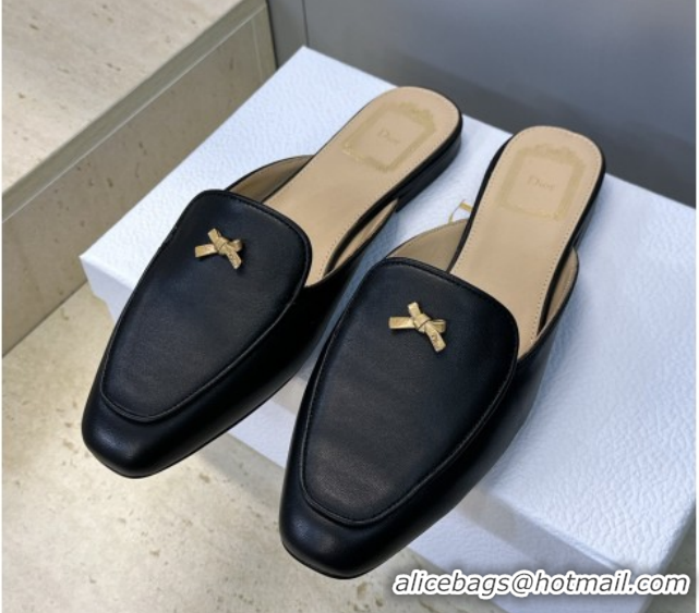 Best Grade Dior Baby Bow Mules in Leather Black 2026 DR030202