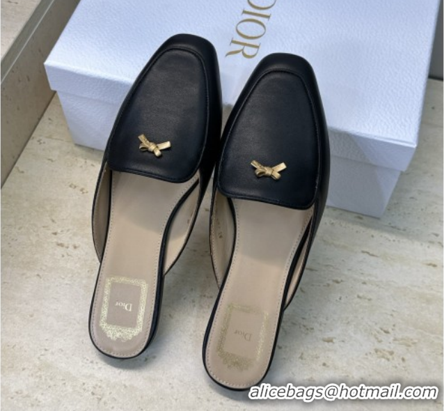 Best Grade Dior Baby Bow Mules in Leather Black 2026 DR030202