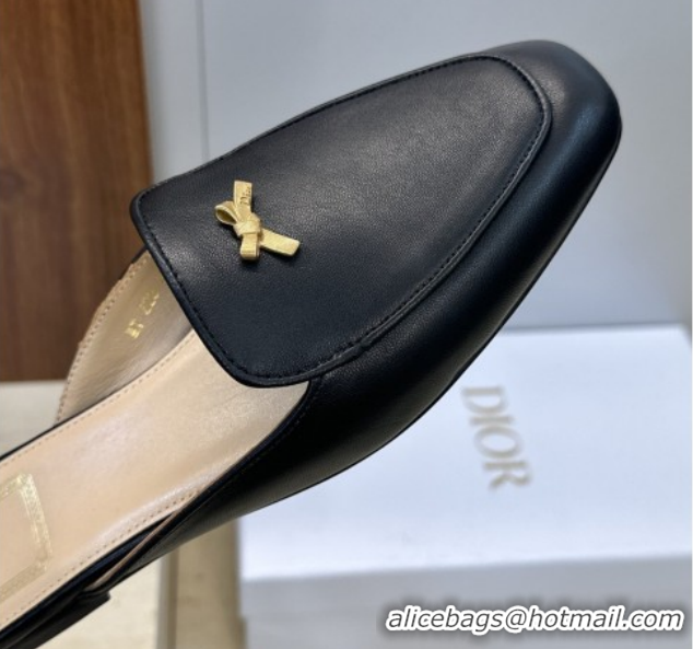 Best Grade Dior Baby Bow Mules in Leather Black 2026 DR030202