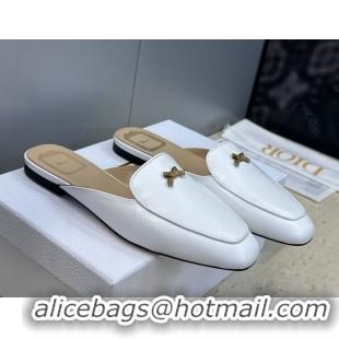 Top Grade Dior Baby Bow Mules in Leather White 2026 DR030202