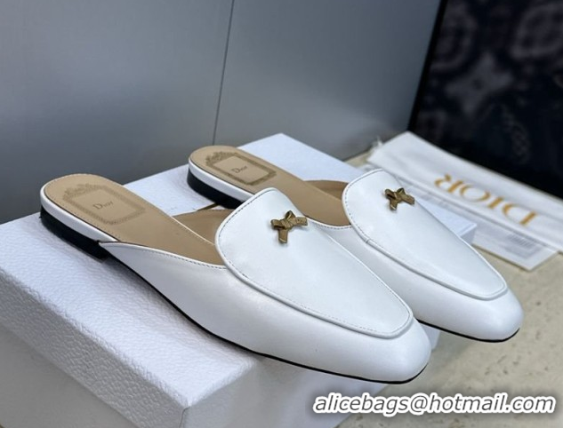 Top Grade Dior Baby Bow Mules in Leather White 2026 DR030202