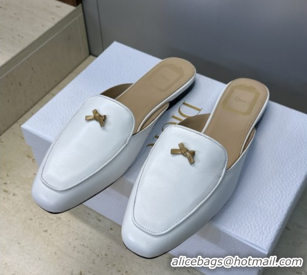 Top Grade Dior Baby Bow Mules in Leather White 2026 DR030202