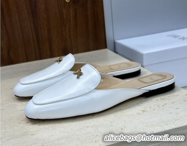 Top Grade Dior Baby Bow Mules in Leather White 2026 DR030202
