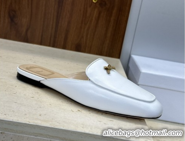 Top Grade Dior Baby Bow Mules in Leather White 2026 DR030202