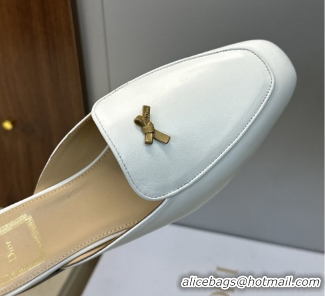 Top Grade Dior Baby Bow Mules in Leather White 2026 DR030202