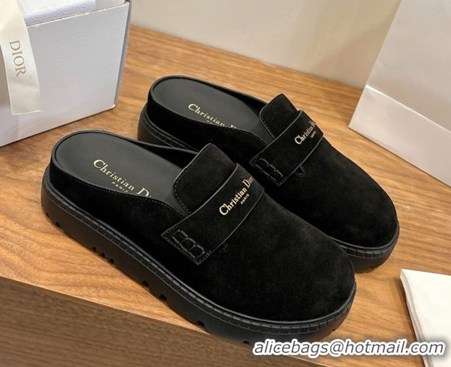 Shop Duplicate Dior Boy Platform Mules in Suede Black 2026 DR030203