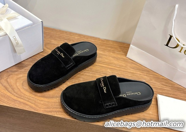 Shop Duplicate Dior Boy Platform Mules in Suede Black 2026 DR030203