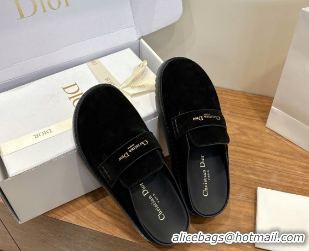 Shop Duplicate Dior Boy Platform Mules in Suede Black 2026 DR030203