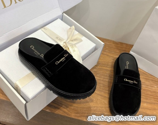 Shop Duplicate Dior Boy Platform Mules in Suede Black 2026 DR030203