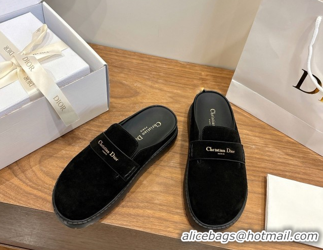 Shop Duplicate Dior Boy Platform Mules in Suede Black 2026 DR030203