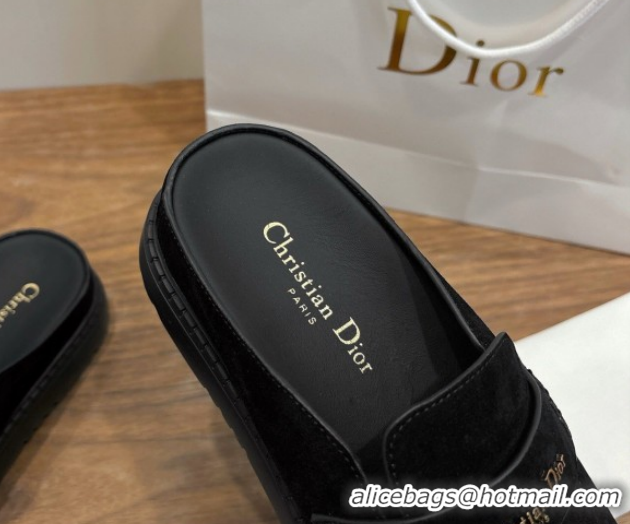 Shop Duplicate Dior Boy Platform Mules in Suede Black 2026 DR030203