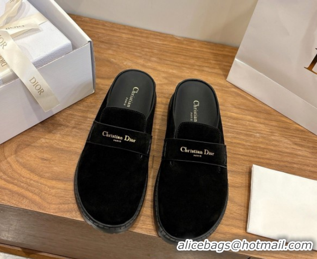 Shop Duplicate Dior Boy Platform Mules in Suede Black 2026 DR030203