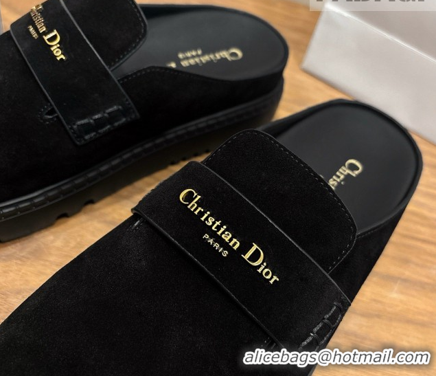 Shop Duplicate Dior Boy Platform Mules in Suede Black 2026 DR030203