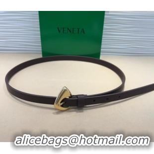 Buy Fashionable Bottega Veneta Women's Soft Calfskin Belt 1.5cm with Triangle Buckle 0315 Dark Brown 2025