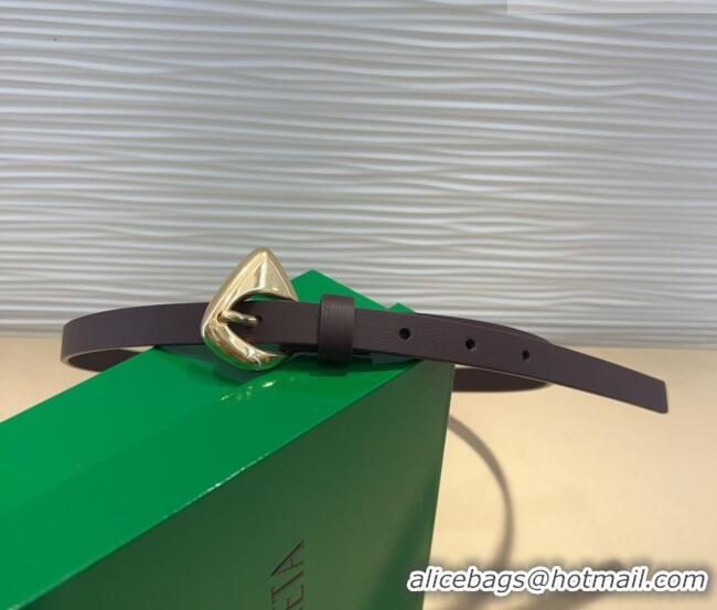 Buy Fashionable Bottega Veneta Women's Soft Calfskin Belt 1.5cm with Triangle Buckle 0315 Dark Brown 2025