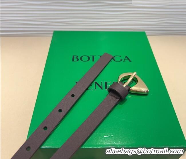 Buy Fashionable Bottega Veneta Women's Soft Calfskin Belt 1.5cm with Triangle Buckle 0315 Dark Brown 2025