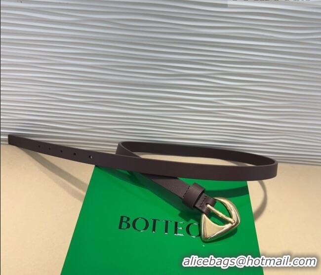 Buy Fashionable Bottega Veneta Women's Soft Calfskin Belt 1.5cm with Triangle Buckle 0315 Dark Brown 2025