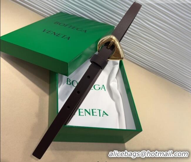 Buy Fashionable Bottega Veneta Women's Soft Calfskin Belt 1.5cm with Triangle Buckle 0315 Dark Brown 2025