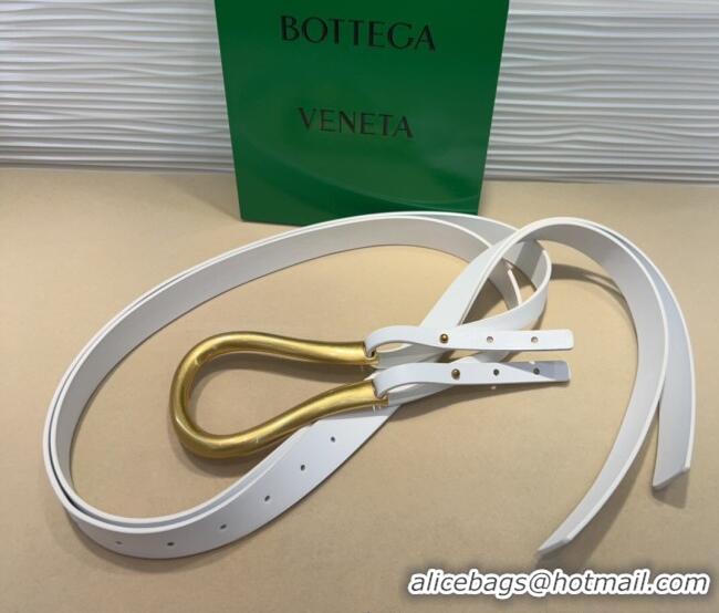 Unique Style Bottega Veneta Calfskin Waist Belt 2014025 White 2025