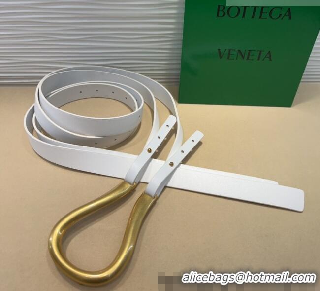 Unique Style Bottega Veneta Calfskin Waist Belt 2014025 White 2025