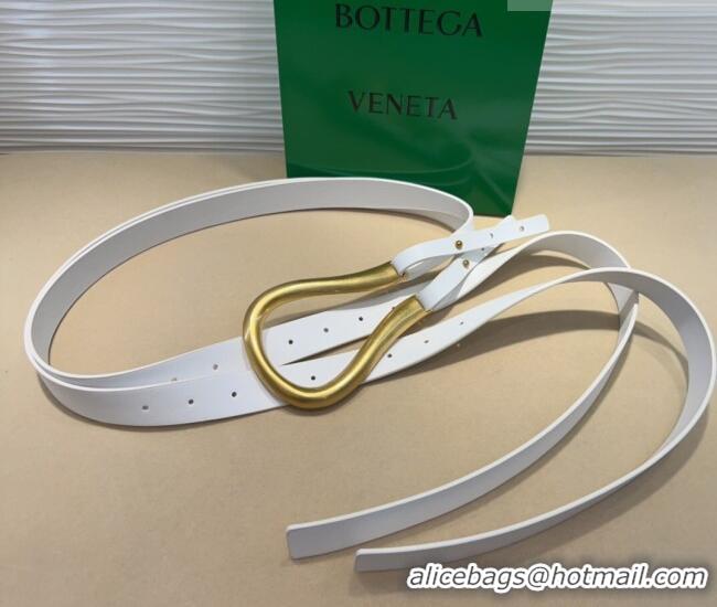 Unique Style Bottega Veneta Calfskin Waist Belt 2014025 White 2025