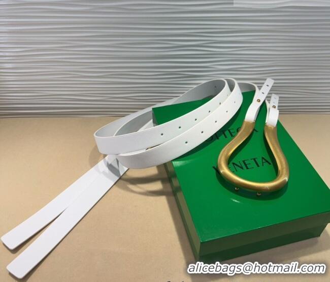 Unique Style Bottega Veneta Calfskin Waist Belt 2014025 White 2025