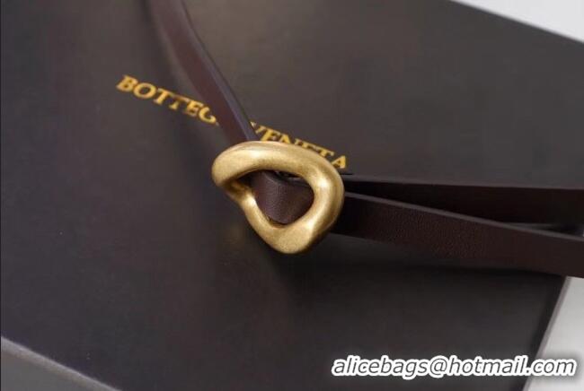 Good Product Bottega Veneta Calfskin Leather Belt 1cm with Knot Buckle 0725 Fondant Brown 2025