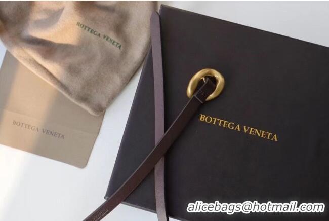 Good Product Bottega Veneta Calfskin Leather Belt 1cm with Knot Buckle 0725 Fondant Brown 2025