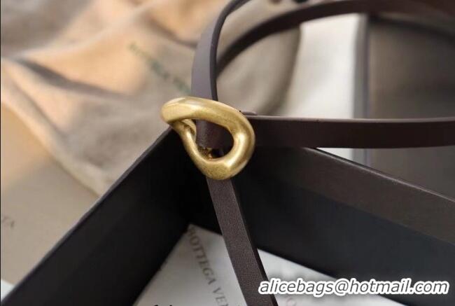Good Product Bottega Veneta Calfskin Leather Belt 1cm with Knot Buckle 0725 Fondant Brown 2025