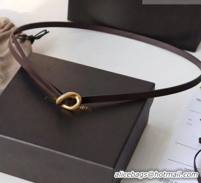 Good Product Bottega Veneta Calfskin Leather Belt 1cm with Knot Buckle 0725 Fondant Brown 2025