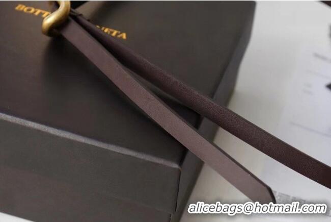 Good Product Bottega Veneta Calfskin Leather Belt 1cm with Knot Buckle 0725 Fondant Brown 2025