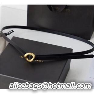 Well Crafted Bottega Veneta Calfskin Leather Belt 1cm with Knot Buckle 0725 Black 2025