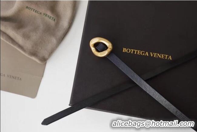 Well Crafted Bottega Veneta Calfskin Leather Belt 1cm with Knot Buckle 0725 Black 2025