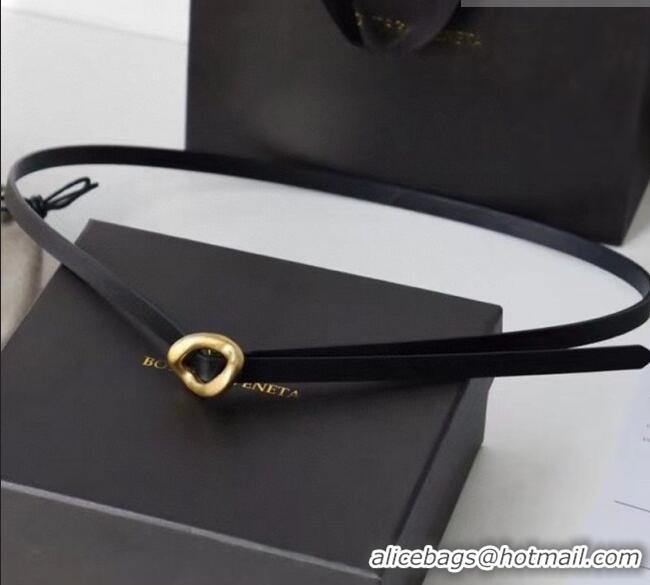 Well Crafted Bottega Veneta Calfskin Leather Belt 1cm with Knot Buckle 0725 Black 2025