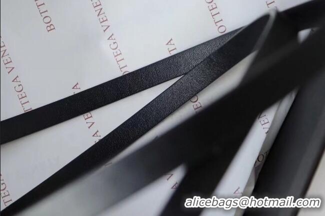 Well Crafted Bottega Veneta Calfskin Leather Belt 1cm with Knot Buckle 0725 Black 2025
