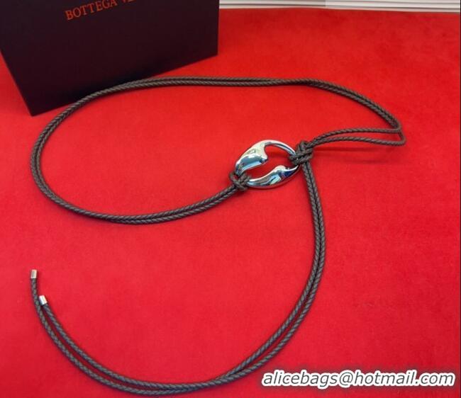 Good Taste Bottega Veneta Intrecciato Leather Cord Belt 1cm 0912 Brown/Silver 2025