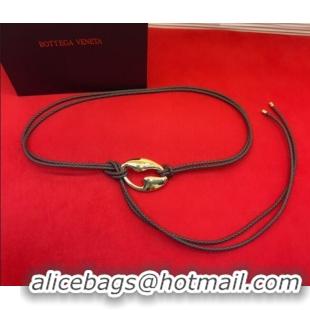 Luxury Discount Bottega Veneta Intrecciato Leather Cord Belt 1cm 0912 Brown/Gold 2025