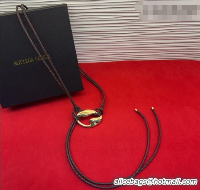 Luxury Discount Bottega Veneta Intrecciato Leather Cord Belt 1cm 0912 Brown/Gold 2025