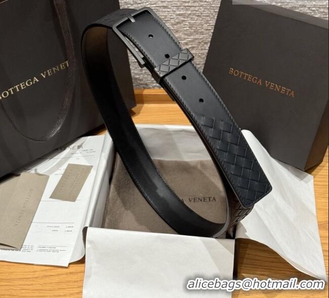 Buy Inexpensive Bottega Veneta Intreccio Loop Belt BV111401 Black/Black 2025