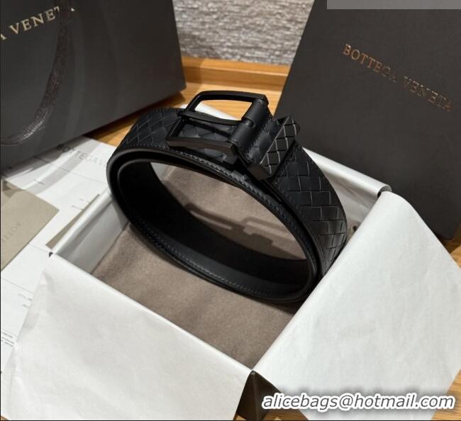 Buy Inexpensive Bottega Veneta Intreccio Loop Belt BV111401 Black/Black 2025