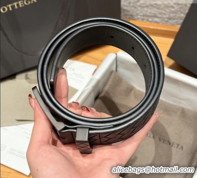 Buy Inexpensive Bottega Veneta Intreccio Loop Belt BV111401 Black/Black 2025