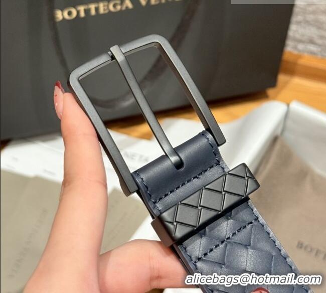 Best Product Bottega Veneta Intreccio Loop Belt BV111402 Blue/Black 2025