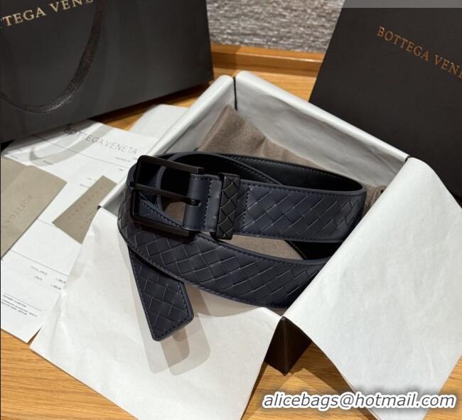 Best Product Bottega Veneta Intreccio Loop Belt BV111402 Blue/Black 2025